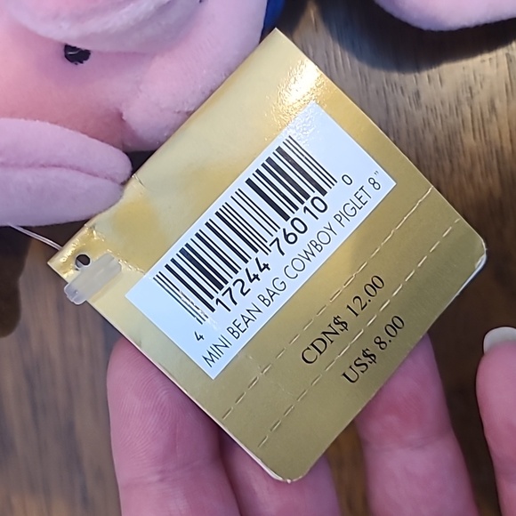 Vintage Disney Store Cowboy Piglet 8" Mini Bean Plush Halloween Winnie The Pooh - Picture 3 of 4